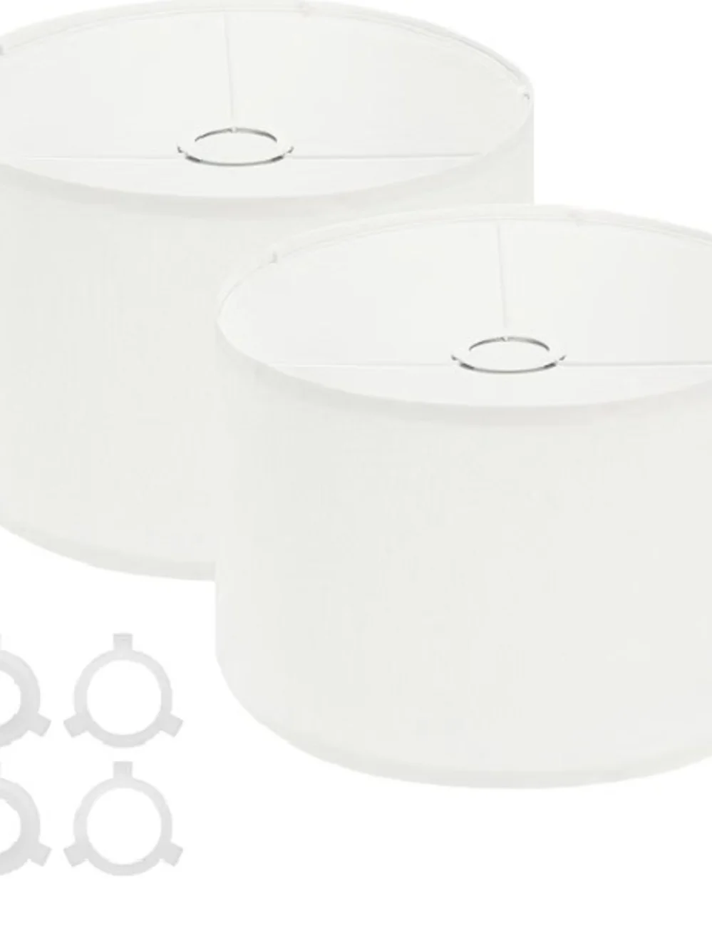 White Drum Lamp Shade Set – Classic Fabric Cylinder (2-Pack)